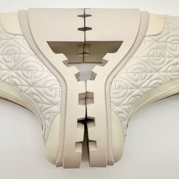 Gucci Trip Combat Zip Boots GG Logo White Quilted Rhombus Block Heel EU 38 US 8 - Picture 4 of 15